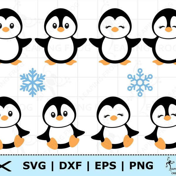 Penguins SVG. Cricut cut files, layered files. Silhouette. Penguin Bundle, Set. DXF. PNG. eps. Clipart. Vector. Digital / Instant download.