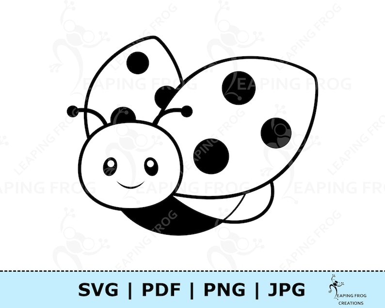 Download Cute Ladybug Coloring Page JPG PDF SVG png. Ladybug coloring | Etsy