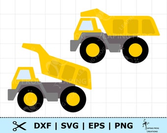 Dump Truck SVG. 2 versions! Cricut cut, layered files, Silhouette. PNG, DXF, eps. Clipart, vector. Birthday Party, construction vehicles.
