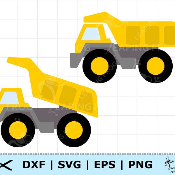 Dump Truck SVG. 2 versions! Cricut cut, layered files, Silhouette. PNG, DXF, eps. Clipart, vector. Birthday Party, construction vehicles.