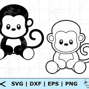 Monkey Coloring page svg. Monkey outline svg. Whole image or cut files. Monkey svg. Monkey png. Monkey DXF. Cricut cut files. Silhouette.