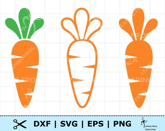 Orange Carrot SVG PNG DXF eps. Three Easter carrots. Cricut and Silhouette cut files. Easter bunny carrot. Carrot Digital download / vector