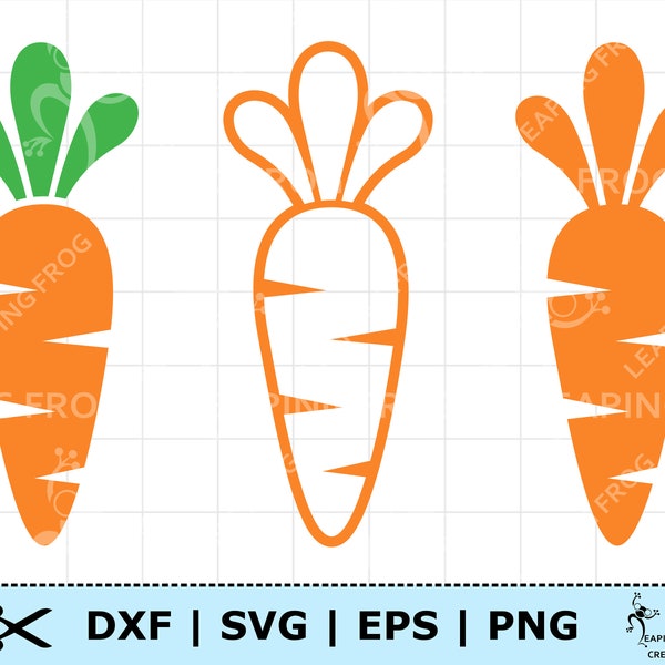 Orange Karotte SVG PNG DXF eps. Drei Osterkarotten. Cricut und Silhouette Dateien. Osterhase Karotte. Karotte Digital Download / Vektor