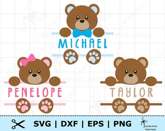 Bear Split Monogram Svg Teddy Bear Svg Cute Bear Svg Bear Face Png Bear  Birthday Svg Personalized Teddy Bear Cut File Silhouette