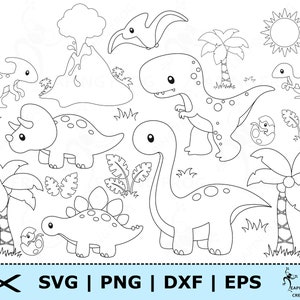 Dinosaurier SVG Bundle. Cricut Dateien, Silhouette. Dinosaurier Umriss Set. Dinosaurier Schablone. DXF. PNG eps. Baby Dinosaurier in Eiern, Palmen.