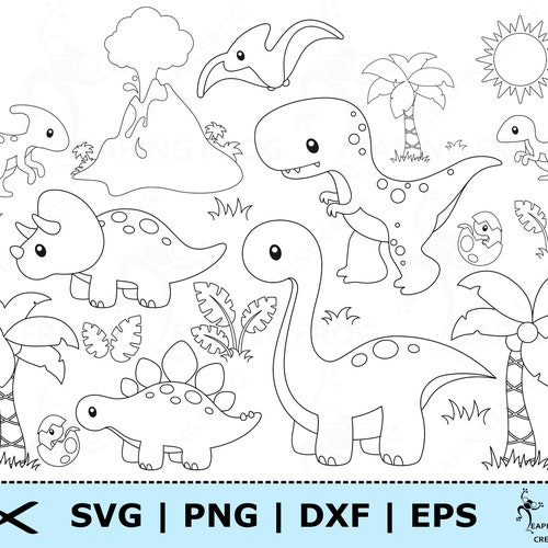 Dinosaur SVG Bundle. Cricut Cut Files Layered. Silhouette. - Etsy