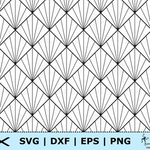 アールデコ SVG。PNG。パターン。シームレス、タイリング Cricut カット ファイル、シルエット ファイル。黒、白。DXF、eps。サンレイ パターン。すぐにダウンロードできます。