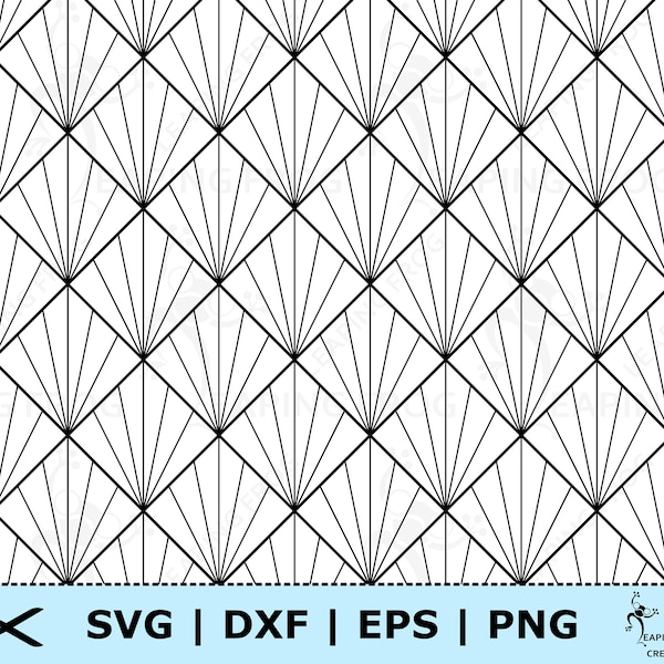 Art Deco SVG. PNG. Muster. Nahtlos, Kacheln Cricut-Schnitt-Dateien, Silhouette-Dateien. Schwarz, Weiß. DXF, eps. Strahlenmuster. Sofortiger Download.