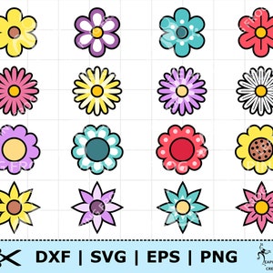 Cute Flowers SVG PNG DXF Eps. Mix & Match Digital Download. Cut Files ...