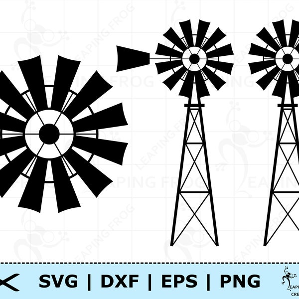 Windmill SVG Bundle, Set. 2 Versions! Cricut cut files, Silhouette. dxf, png, eps. Farmhouse, Rustic Decor. Instant Download, digital file.