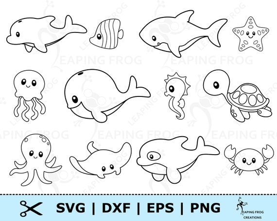 Ocean Animals SVG PNG. Cricut Cut Files Silhouette Files. - Etsy Norway Ocean Animals SVG PNG. Cricut Cut Files Silhouette Files. - Etsy Norway