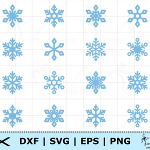 Sneeuwvlokken SVG. PNG. 16 versies! Cricut gesneden bestanden, silhouetbestanden. Kerstmis. DXF, eps. Bundel, set. Fluriën. Directe download!