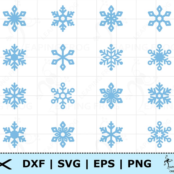 Snowflakes SVG. PNG. 16 versions! Cricut cut files, Silhouette files. Christmas. DXF, eps. Bundle, Set. Flurries.  Instant download!