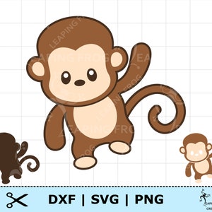 Cute Baby Monkey SVG. Monkey DXF. PNG.  Cricut cut files, layered. Silhouette Cut Files. Monkey clipart. Jungle animals svg Digital download