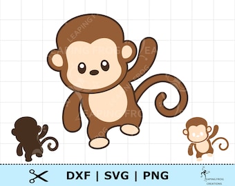 Cute Baby Monkey SVG. Monkey DXF. PNG.  Cricut cut files, layered. Silhouette Cut Files. Monkey clipart. Jungle animals svg Digital download