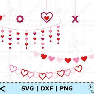 Hart slinger SVG. Cricut gesneden bestanden, silhouet. DXF, PNG. Valentijnsdagversieringen. Strings, X's, O's. Feestdecor. Directe download. eps