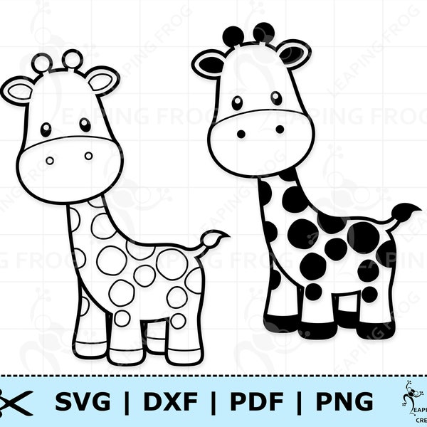 Giraffe SVG PNG DXF pdf. Cricut Cut files, Silhouette. Jungle animals. Outline, stencil. Giraffe clipart. Cute, baby.