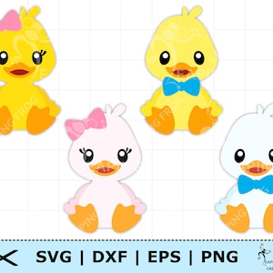 Ducky en caoutchouc SVG. PNG. 4 versions ! Fichiers découpés Cricut, fichiers superposés. Fichiers silhouette. Bébé, fille, garçon, DXF rose bleu, eps. Téléchargement instantané !