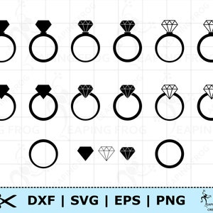 Trauringe svg. Set, Bündel. Cricut Schnittdateien, Silhouette Schnittdateien & Cameo Dateien. Diamant Ring SVG. Schablone, Outline. PNG. EPS. dxf.