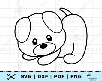 Cute Puppy Dog SVG PNG DXF eps. Puppy Digital download, Cricut Silhouette cut files. Outline, Stencil, Coloring Page.