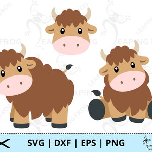 Yak SVG. PNG. Cricut cut files, layered. Silhouette. Bundle, set. Baby, Cute, Cow, Farm animal. DXF, eps. Instant download.
