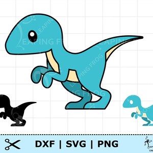 Cute Baby Dinosaur SVG PNG DXF. Raptor! Whole & layered files. Digital. Silhouette, Cricut cut files. Dinosaur clipart.  Cute blue dinosaur