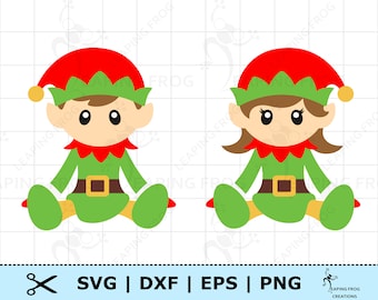 Elf SVG. PNG. Cricut cut files, layered files. Silhouette. Girl, Boy, Elves, Christmas. Cute, Festive, Pair, DXF, eps. Instant download!