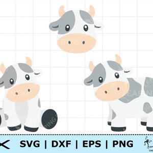 Vache SVG. PNG. Fichiers de coupe Cricut, Silhouette. Fichiers superposés. Lot, ensemble. Clipart vache. Téléchargement instantané de bébé vache. Svg d'animaux de la ferme.