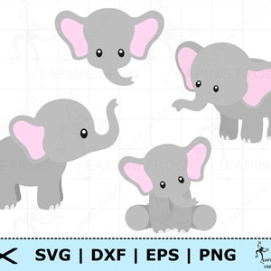 Elefante SVG. Pacote, conjunto. Arquivos Cricut Cut, em camadas. Silhueta. PNG, DXF, EPS. Vários elefantes. Vetor, clipart. Download instantâneo!