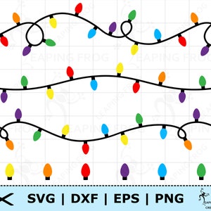 Kerstverlichting SVG. png-bestand. Naadloos! Tegels. Cricut-snijbestanden, silhouet, cameo. Vrolijk kerstfeest. Lichte streng. DXF, eps. Direct downloaden!