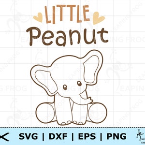 Elefante SVG. PNG. Pequeño maní. ¡2 versiones! Archivos Cricut Cut, en capas. Silueta. Eps DXF. Animales de la selva. Ideal para mamelucos, guardería, etc.