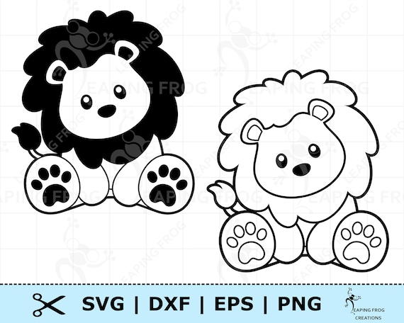 Download Cute Lion Svg Lion Coloring Page Lion Png Cricut Cut Files Etsy