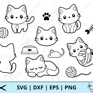 Kittens-SVG. PNG. Cricut gesneden bestanden, gelaagde bestanden, silhouet, sublimatie. Overzicht, stencil. Schattige katten. Afdrukken om te snijden. DXF, direct downloaden