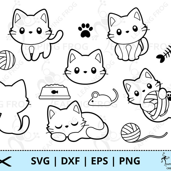 Kittens SVG. PNG. Cricut cut files, layered files, Silhouette, Sublimation. Outline, Stencil. Cute cats. Print to cut. DXF, Instant download