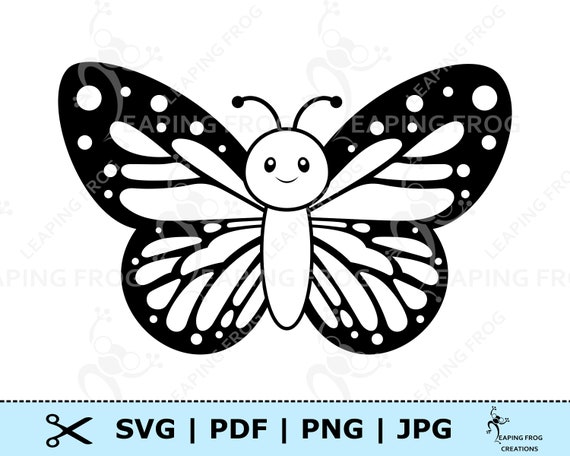 Susse Schmetterling Farbung Seite Jpg Pdf Svg Png Monarch Etsy