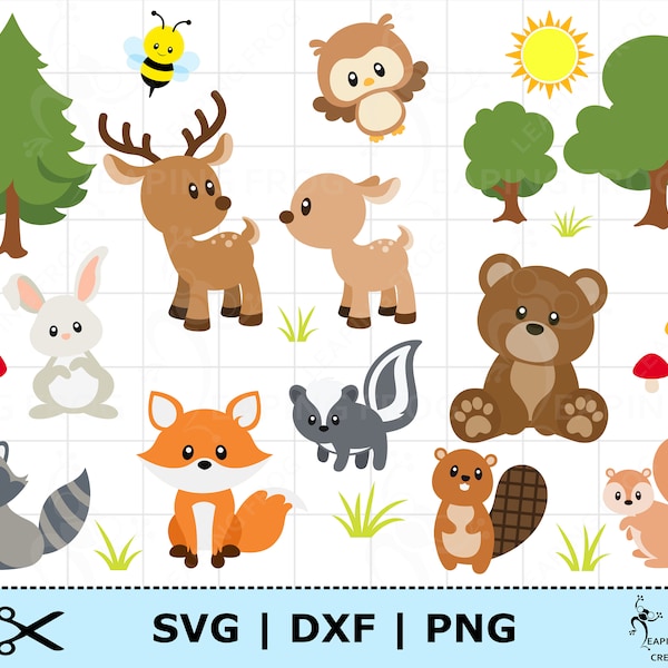 Woodland Animals SVG Set. Woodland Creatures SVG. Cricut cut files, layered files. Silhouette files. DXF. Woodland Animals bundle.