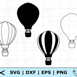 Heißluftballon Umriss SVG. Cricut Dateien. Heißluftballon Schablone svg. Digitaler Download, Vektor. Heißluftballon Malvorlage Clipart