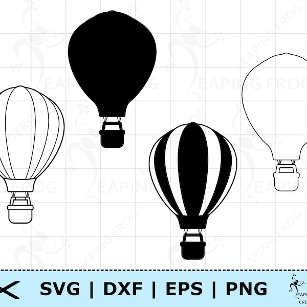 Profilo di mongolfiera SVG. File tagliati Cricut. Stencil per mongolfiera in formato SVG. Download digitale, vettoriale. Mongolfiera da colorare pagina clipart