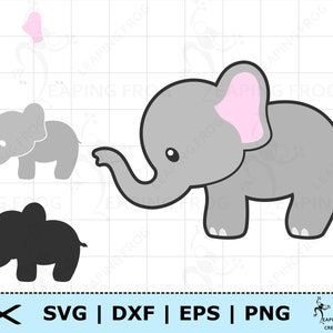 Bebê Elefante SVG. Arquivos Cricut Cut, em camadas. Silhueta. Elefante PNG. Elefante DXF. eps clipart de elefante. Download instantâneo. Digital!