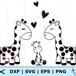 Giraffe familie SVG. Cricut Cut-bestanden, silhouet. Sjabloon, overzicht. PNG DXF-eps. Giraffe bundel SVG. Giraffe instellen SVG. Moeder en babygiraf.