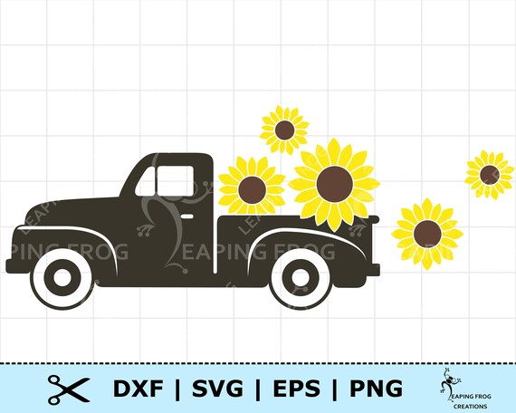 Download Retro Truck With Sunflowers 3 Versions Svg Png Dxf Eps Etsy
