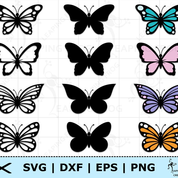 Schmetterling SVG. PNG. ♥ Das sind die zwei Ebenenmotive: Silhouette-Dateien. Schablone, Konturen. Schmetterlingsbündel, Set. DXF, eps. Sofortiger Download.