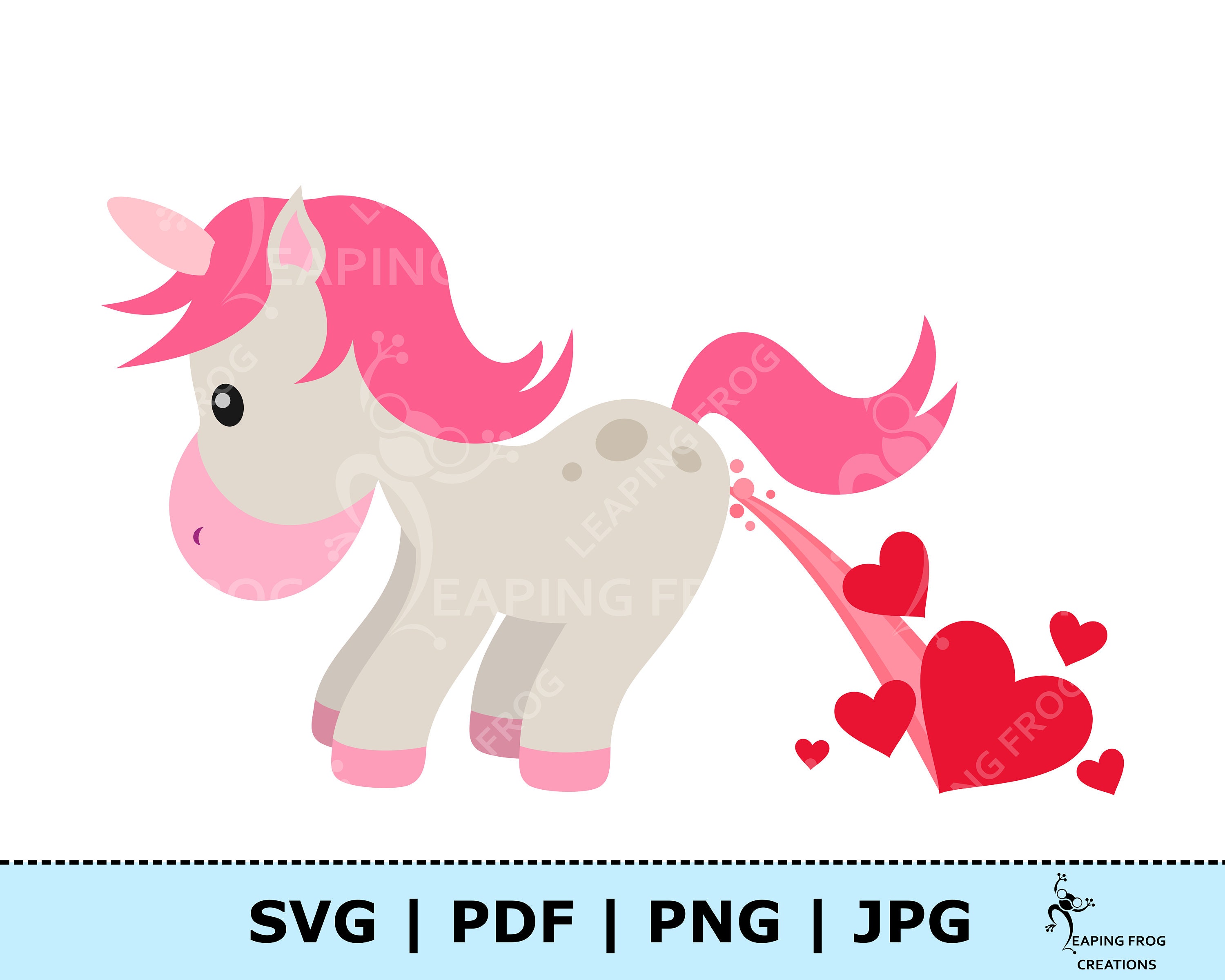 Download Unicorn Pooping Hearts Red Pink Digital Instant Download Vector Image Clipart Jpg Svg Pdf Png Scrapbooking