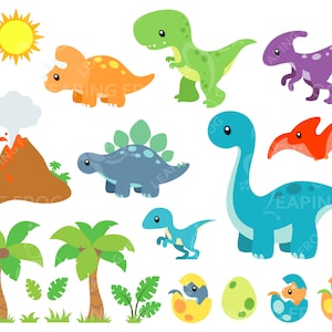 Dinosaur SVG bundle. Cricut cut files, layered. Silhouette. Dinosaur DXF. Dinosaur SVG. Baby Dinosaurs in Eggs, Palm Trees, Volcano, etc! image 2