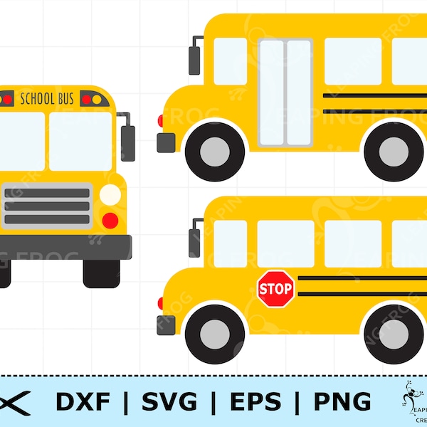 School Bus SVG. 3 versions! Cricut cut, layered files, Silhouette. PNG, DXF, eps. Clipart, vector. Birthday Party, first day of school, cute