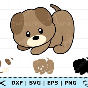 Schattige puppy SVG PNG DXF. Gelaagde en hele afbeelding. Digitale downloadvector. Cricut, silhouet. Hond gesneden bestanden. Schattige hond-svg. Bruine hond SVG