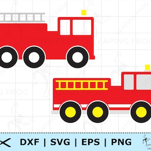 Fire Truck SVG. 2 versions! Cricut cut, layered files. Silhouette. FireTruck png. eps. dxf. Clipart, vector. Birthday Party, nursery. Cute!