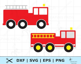 Fire Truck SVG. 2 versions! Cricut cut, layered files. Silhouette. FireTruck png. eps. dxf. Clipart, vector. Birthday Party, nursery. Cute!