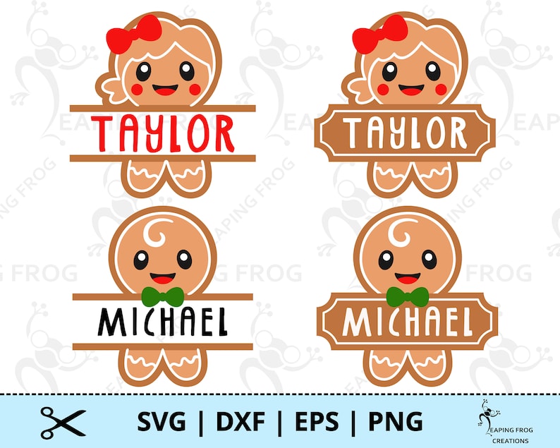 Gingerbread Men Monograms SVG. PNG. Cricut Cut Files, Silhouette ...