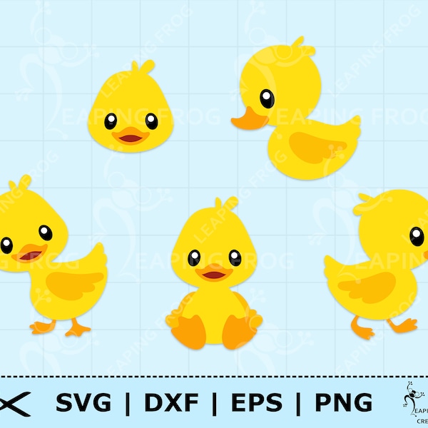 Duck SVG. PNG. Cricut cut files, layered. Silhouette files. Bundle, set. Baby duck, Rubber Ducky, Yellow, Water animals, DXf, eps. Instant.